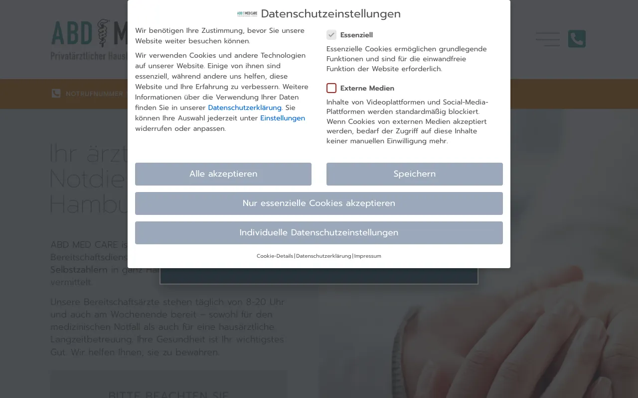 Startseite von ABD Hamburg