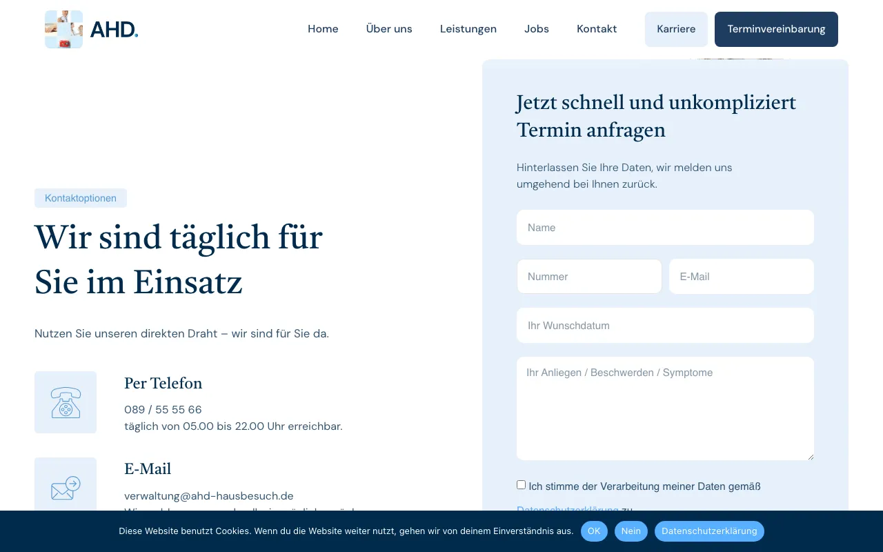 Startseite von AHD München