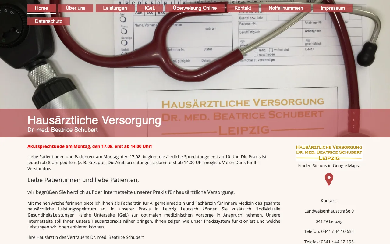 Startseite von Praxis Dr. Schubert Leipzig
