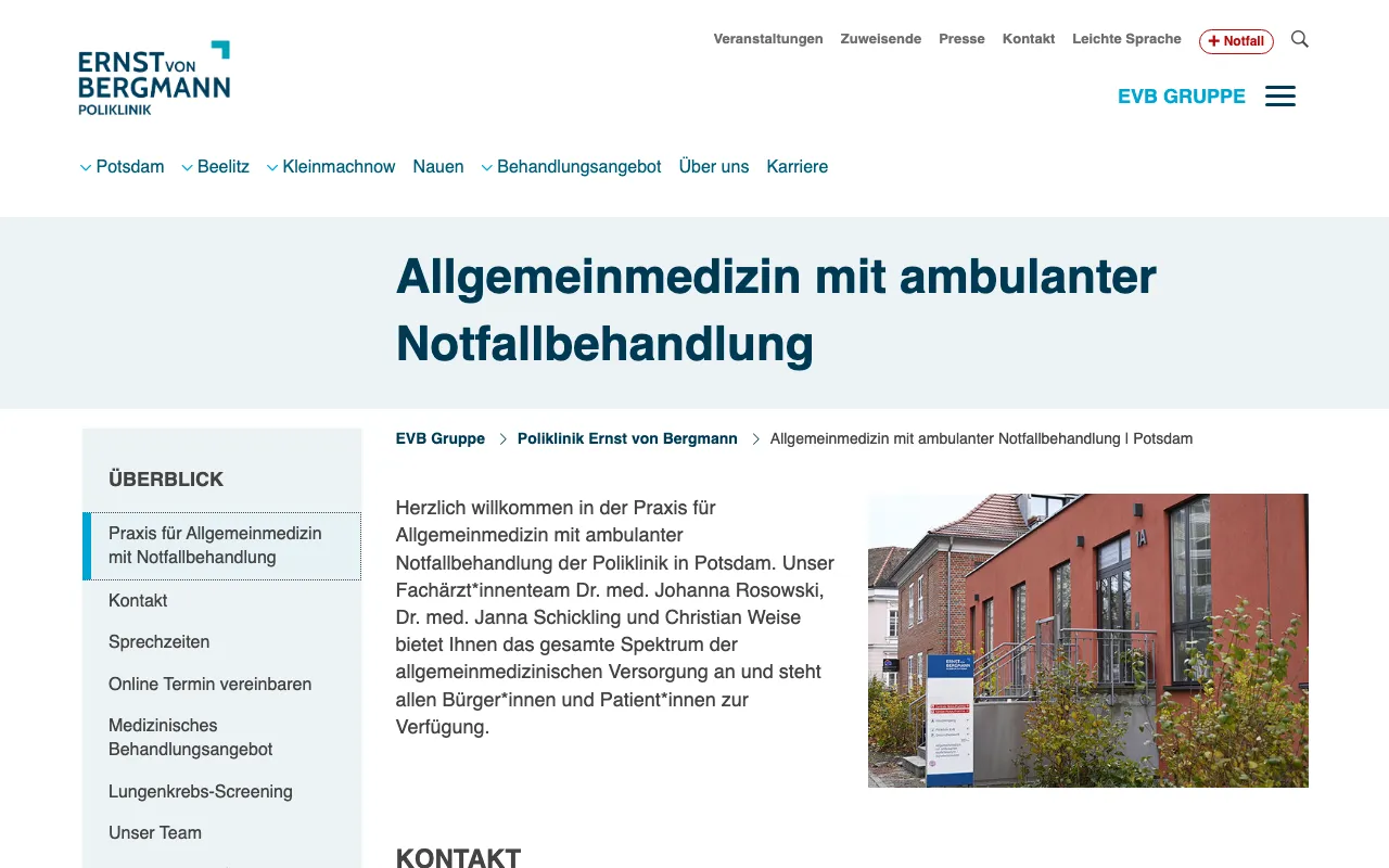 Startseite von EvB Gesundheit Potsdam