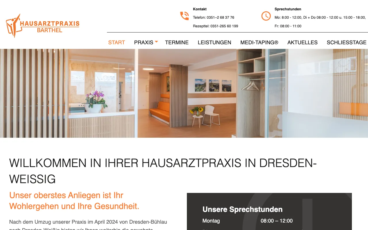 Startseite von Praxis Barthel Dresden