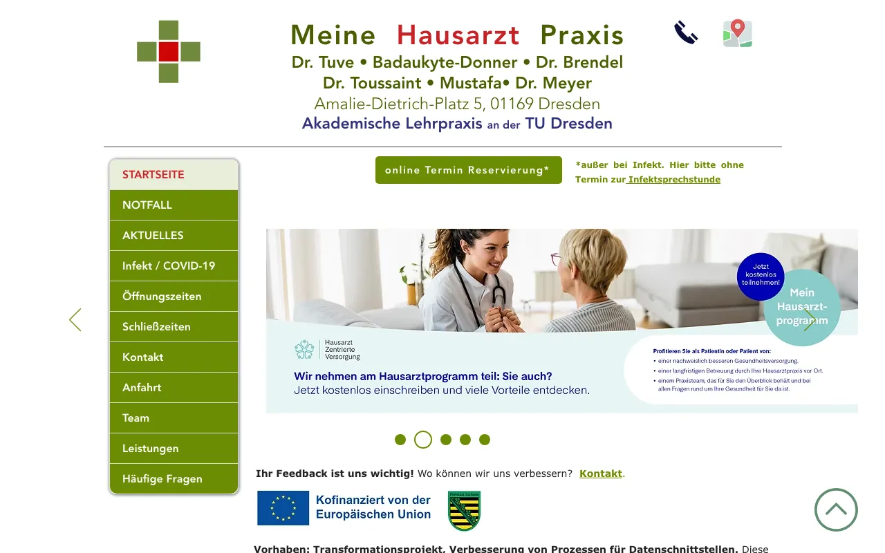 Startseite von Meine Hausarztpraxis Dresden