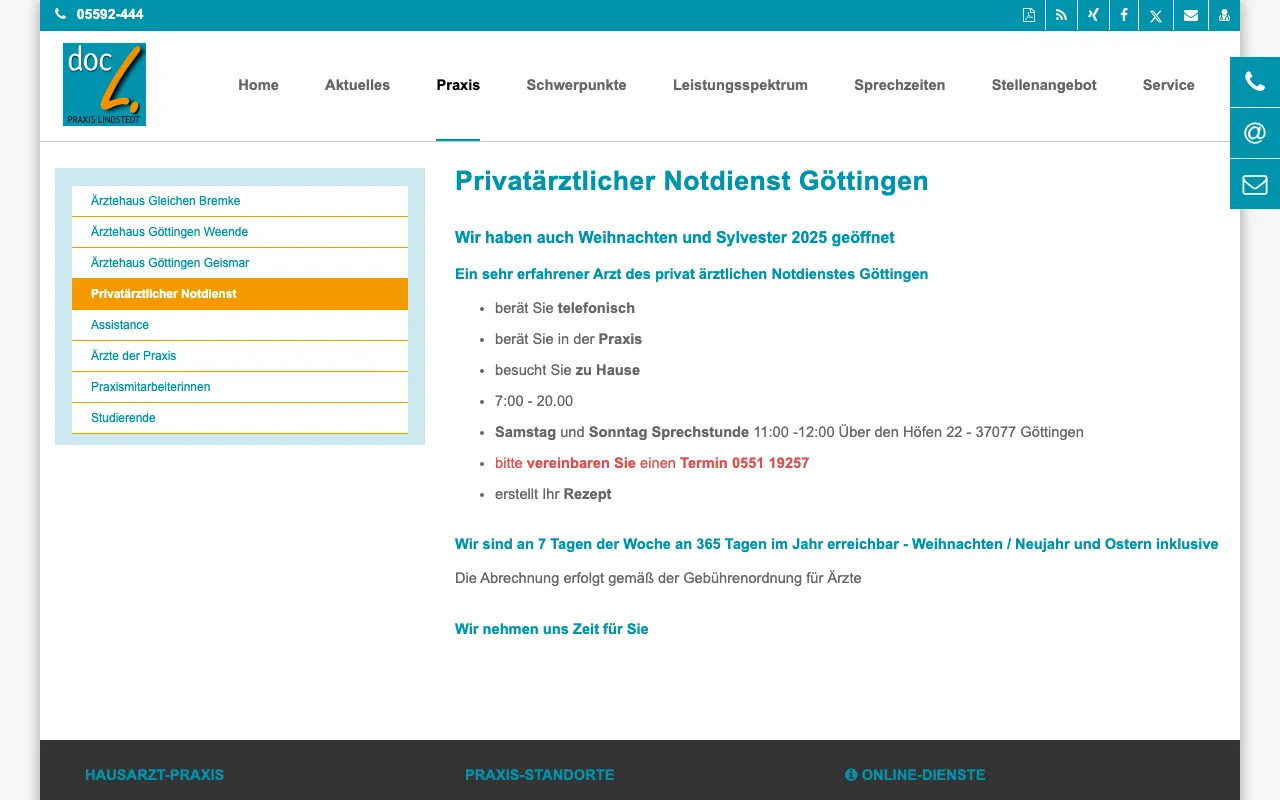 Startseite von Praxis Lindstedt