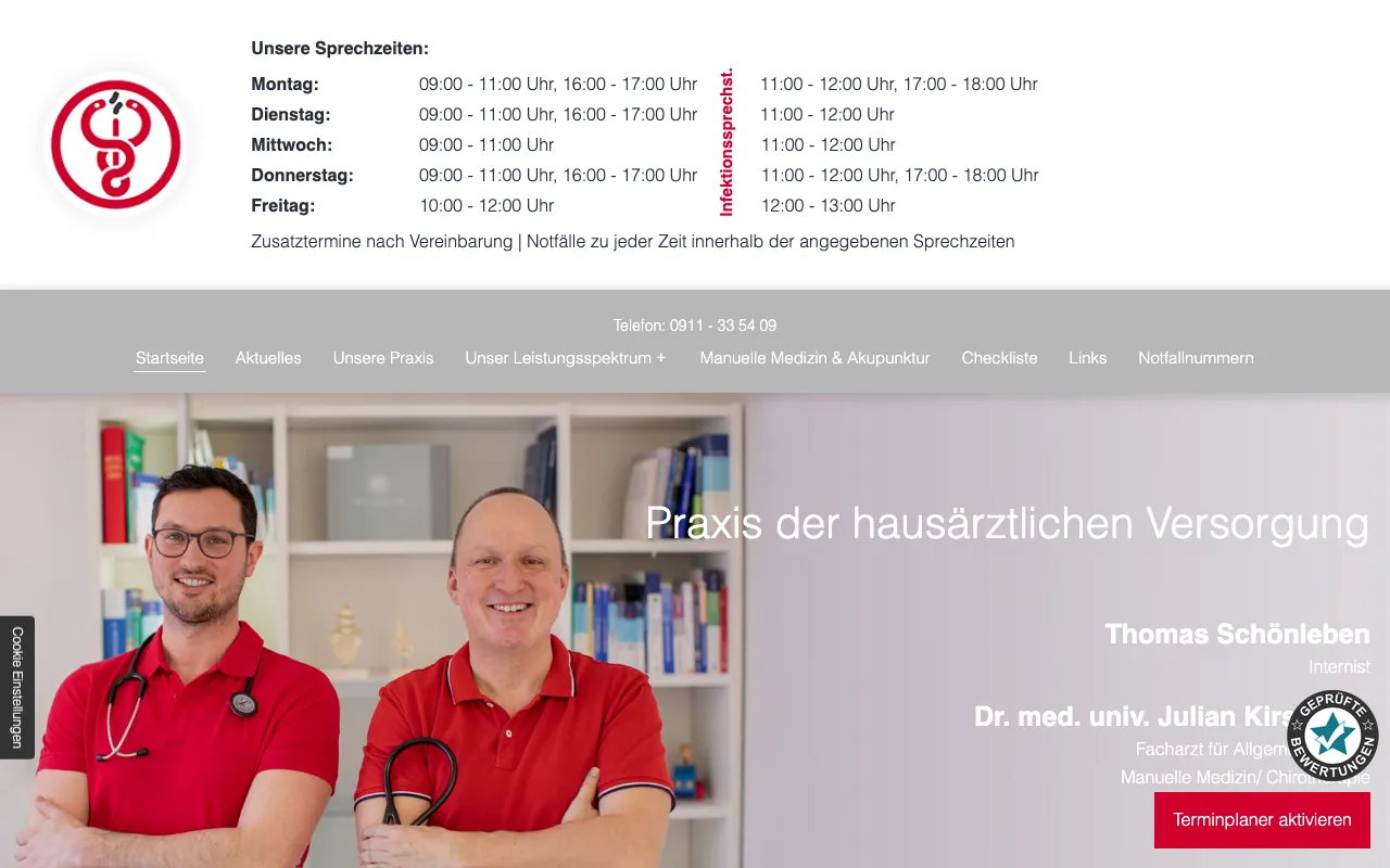 Startseite von Praxis Schönleben & Kirschner